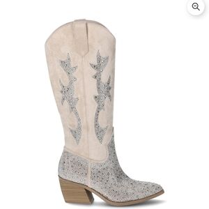 Chic Beige and Silver Heeled Boots
